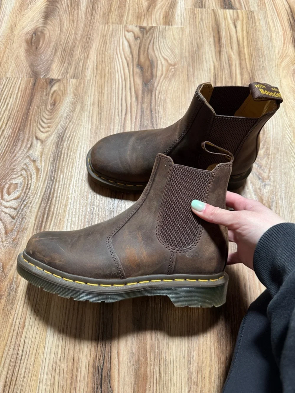 Dr. Martens Yellow Stitch Crazy Horse Leather Chelsea Boots - Picture 3 of 7